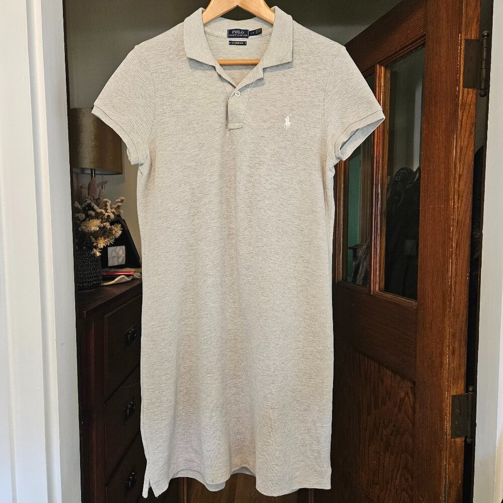 Polo Ralph Lauren Cotton Mesh Mini Polo Dress - Tan w/ White Logo - Size Large